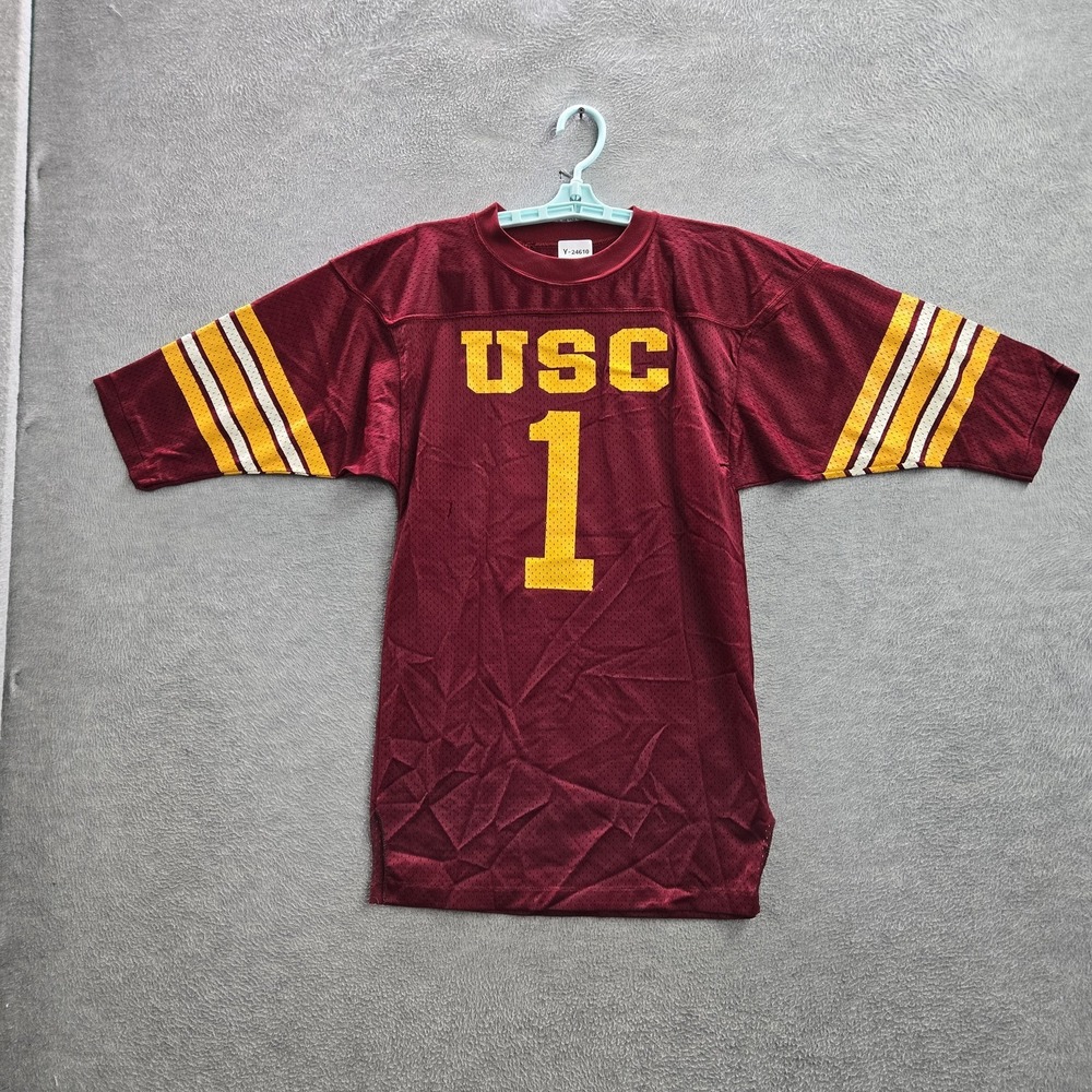 VINTAGE USC Trojans Men Jersey S Maroon‎ Nylon Southern Athletic 1097 90s USA